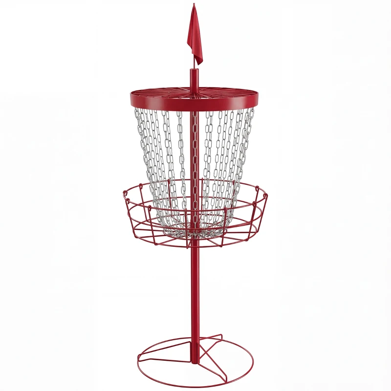 Soozier 24-Chain Portable Practice Basket for Disc Golf Target Stand, Lightweight Basket w/ Carry Bag, Red and Silver