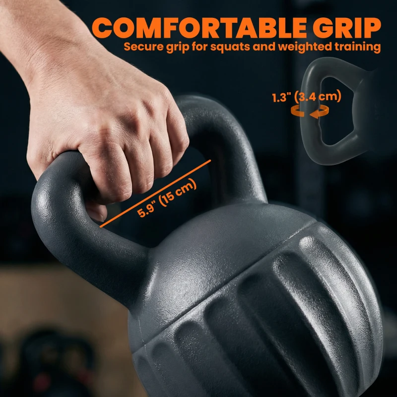 Soozier Kettlebell, 22 lbs Kettle Bell with Non-Slip Handle for Home Gym, Weight Lifting and Strength Training, Grey