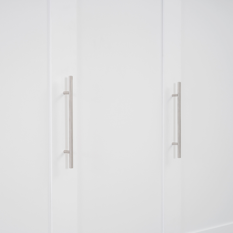 Full Size Murphy Bed with Shelves and LED Lights, Space-Saving Wall Bed with Flexible Slats, 87" L x 81" W x 83.5" H, White