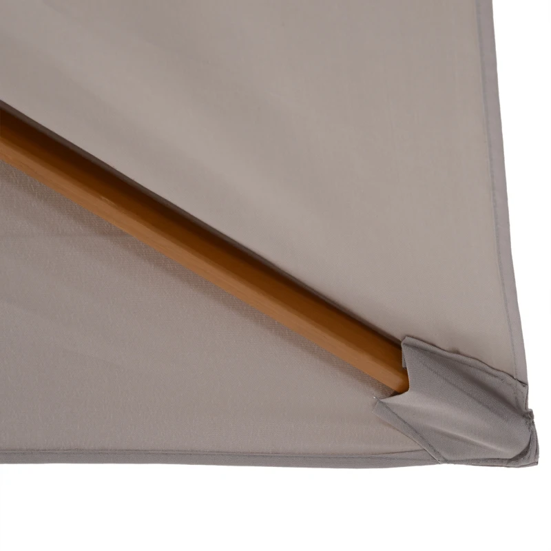 Outsunny 7' x 10' Wooden Patio Umbrella, Rectangle Garden Parasol, Outdoor Sunshade Canopy with Bamboo Ribs for Garden, Grey