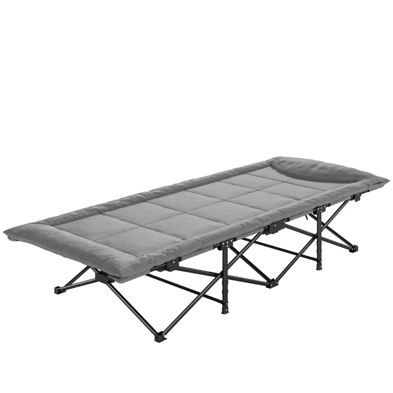 Outsunny Camping Cot for Adults with Padded Cushion, 31.5" Wide Folding Bed with Carry Bag and Non-Slip Feet, Grey