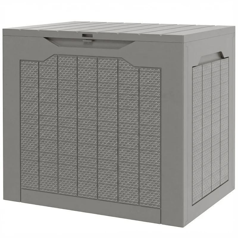 Outsunny 28 Gallon Deck Box, Resin Outdoor Storage Box with Handles, Waterproof and UV Resistant Storage Container