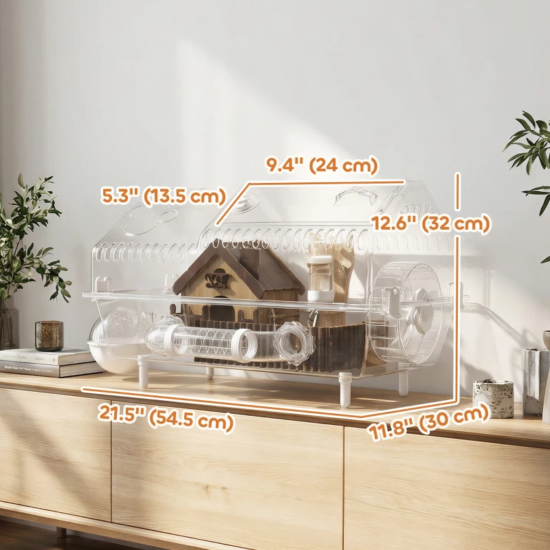 PawHut 8 in 1 Hamster Cage with All Accessories for Dwarf Hamster, 21.5" x 11.8" x 12.6"