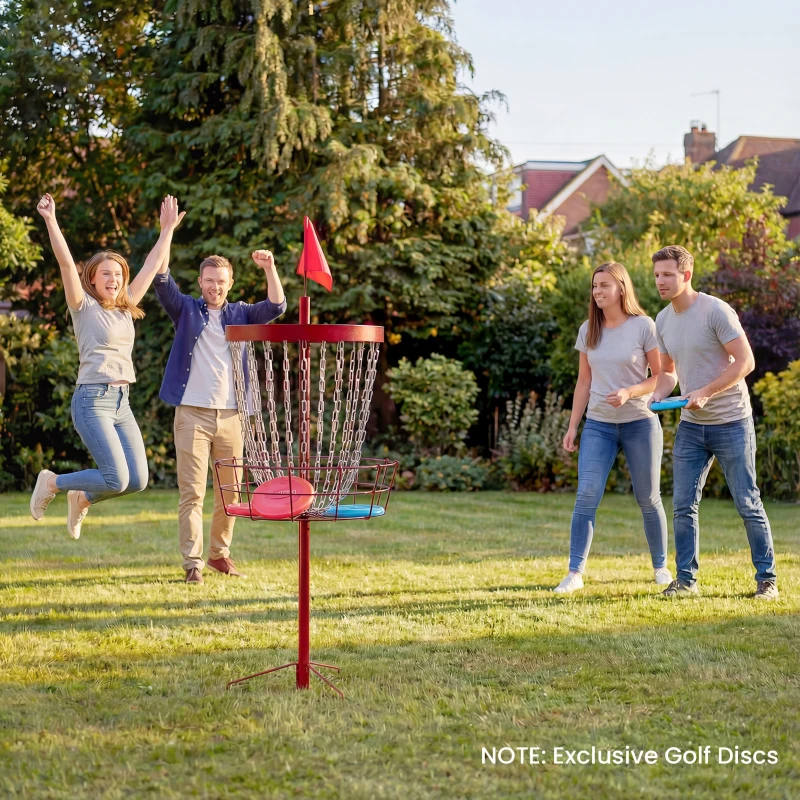 Soozier 24-Chain Portable Practice Basket for Disc Golf Target Stand, Lightweight Basket w/ Carry Bag, Red and Silver