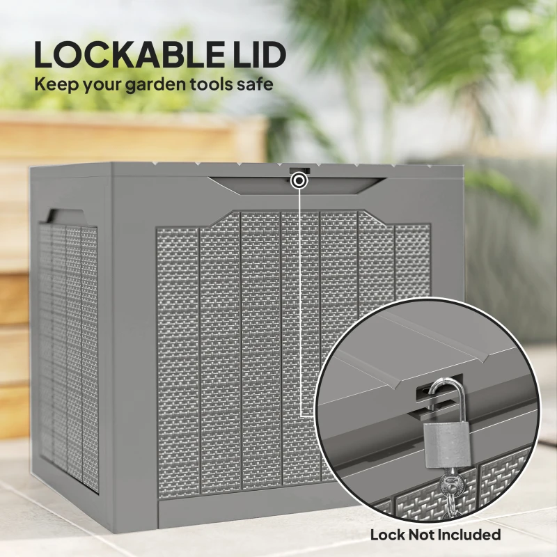 Outsunny 28 Gallon Deck Box, Resin Outdoor Storage Box with Handles, Waterproof and UV Resistant Storage Container