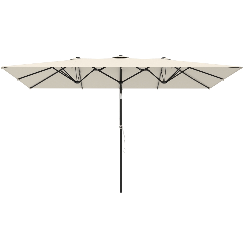Outsunny Double-Sided Patio Umbrella Parasol with Tilt, Adjustable Height, Vents and 12 Ribs, for Garden, White