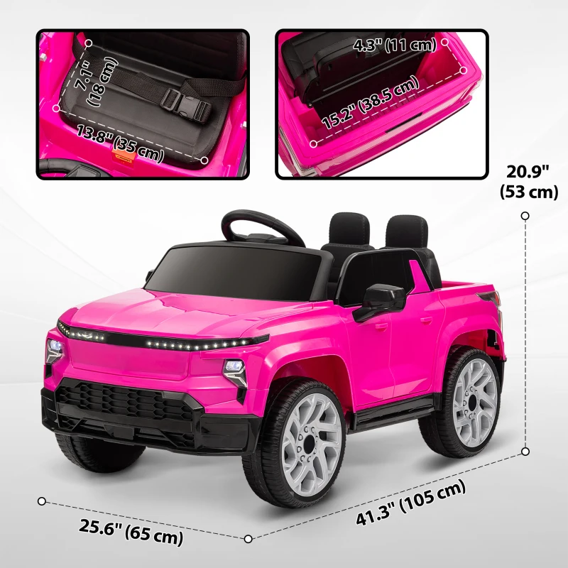 Qaba 12V CHEVROLET SILVERADO EV RST Licensed Kids Car w/ Remote, Spring Suspension, Soft Start, Training Wheels, Pink