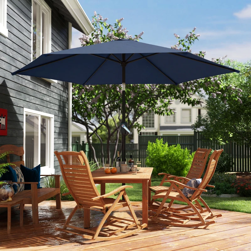 Outsunny 9FT Patio Umbrella, Outdoor Table Patio Umbrellith Tilt, Crank, 6 Ribs, UV Protection for Garden, Lawn, Deck, Backyard