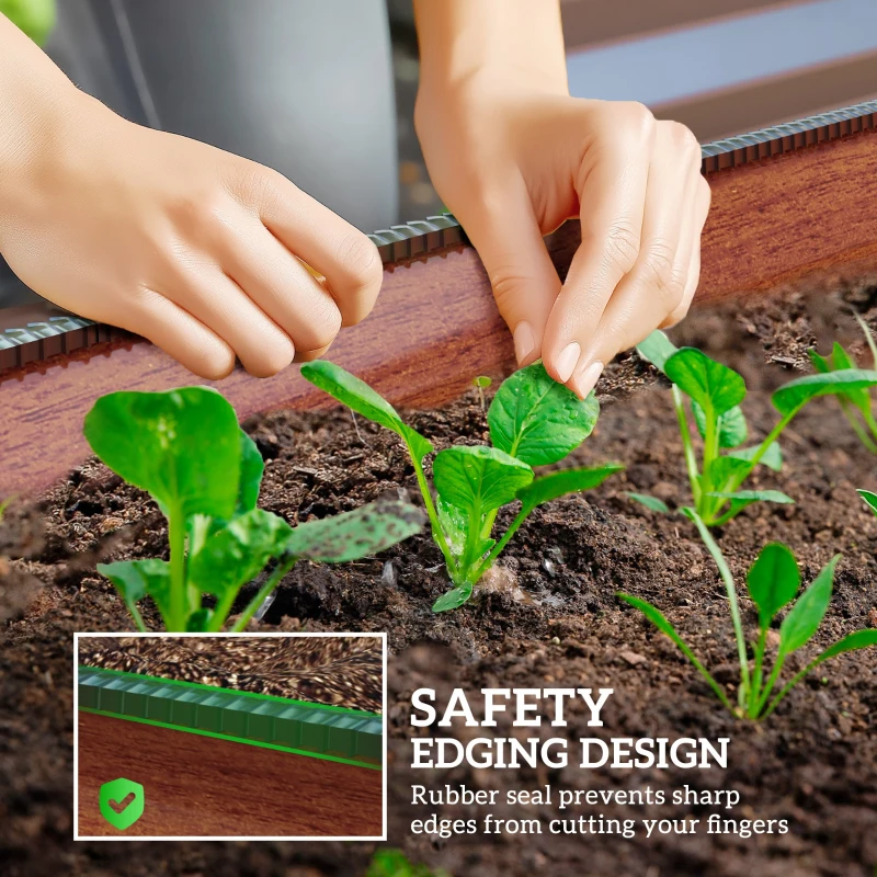 Outsunny 7.9' x 2' x 1' Galvanized Raised Garden Bed Kit, Metal Planter Box with Safety Edging, Brown