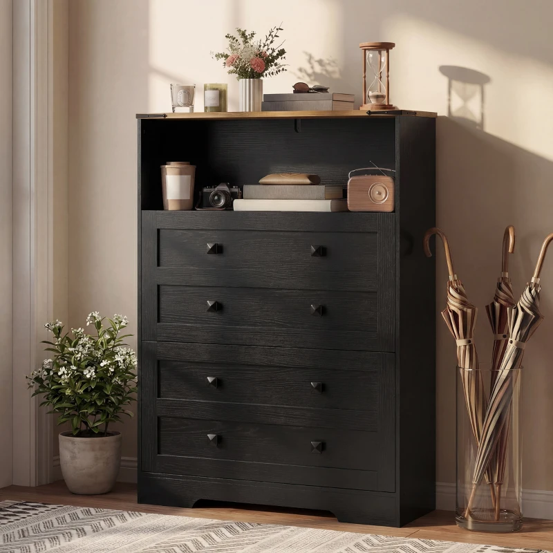 HOMCOM Shoe Cabinet with 2 Flip Drawers, Narrow Shoe Storage Cabinet, Black