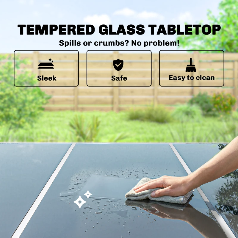 Outsunny 7 Piece Garden Dining Set, Garden Furniture Set with Rectangle Table and 6 Stackable Chairs