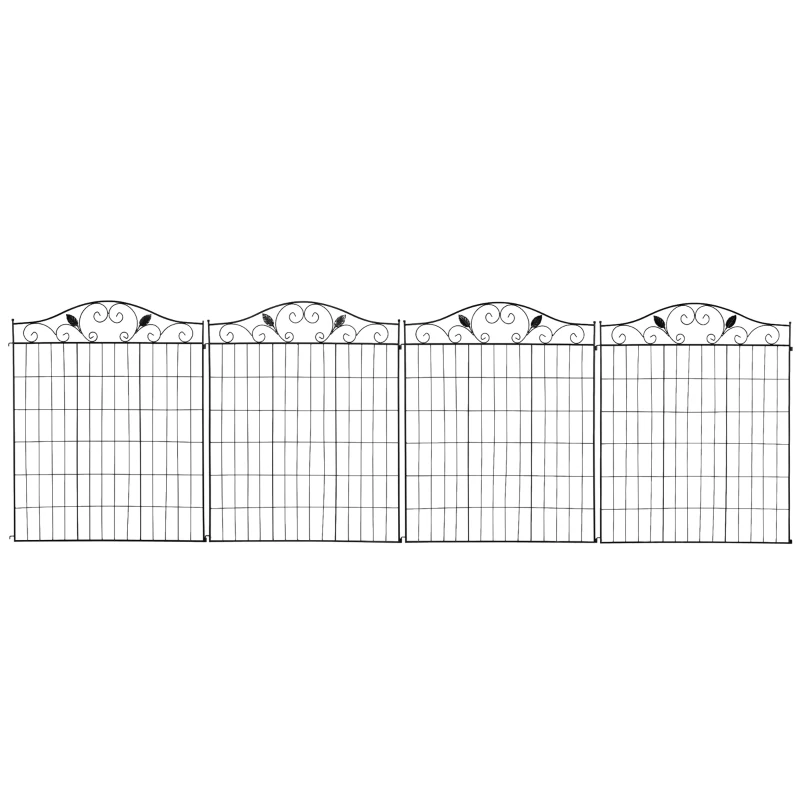 Outsunny Garden Fence, 4 Pack, 44 in(H) x 12 ft(L) Folding Garden Fence Border, No Dig Ground Stake Metal Fence Panels for Outdoor Patio Yard Landscape