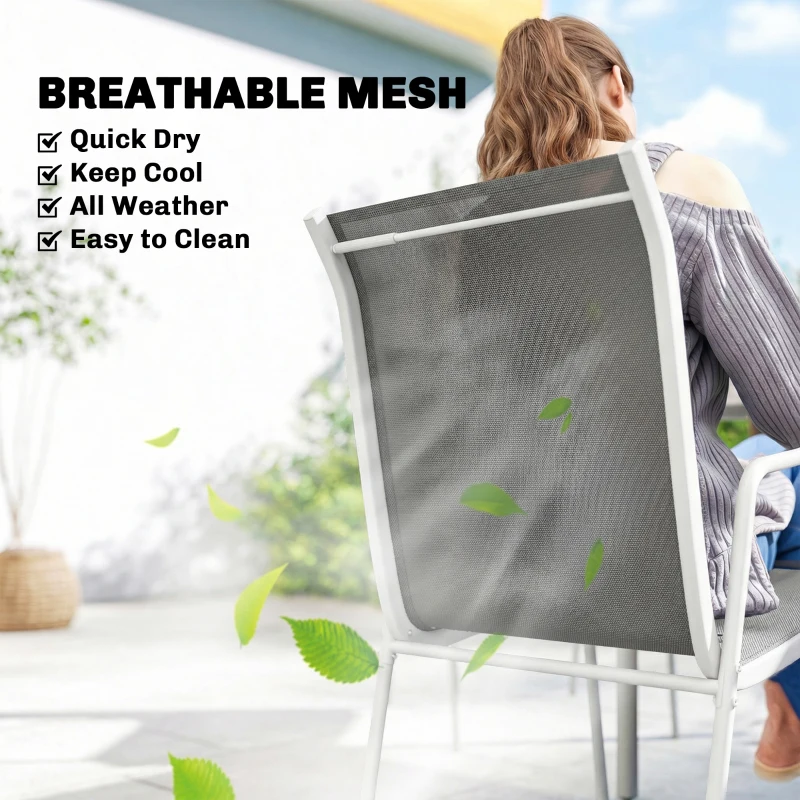 Outsunny 7 Piece Garden Dining Set, Garden Furniture Set with Rectangle Table and 6 Stackable Chairs