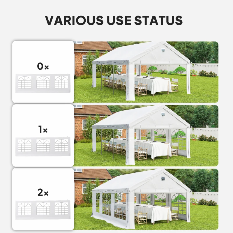 Outsunny 20' x 13' Party Tent, Heavy Duty Gazebo Canopy with Windows, Outdoor Party Wedding Tent with 4 Removable Sidewalls White