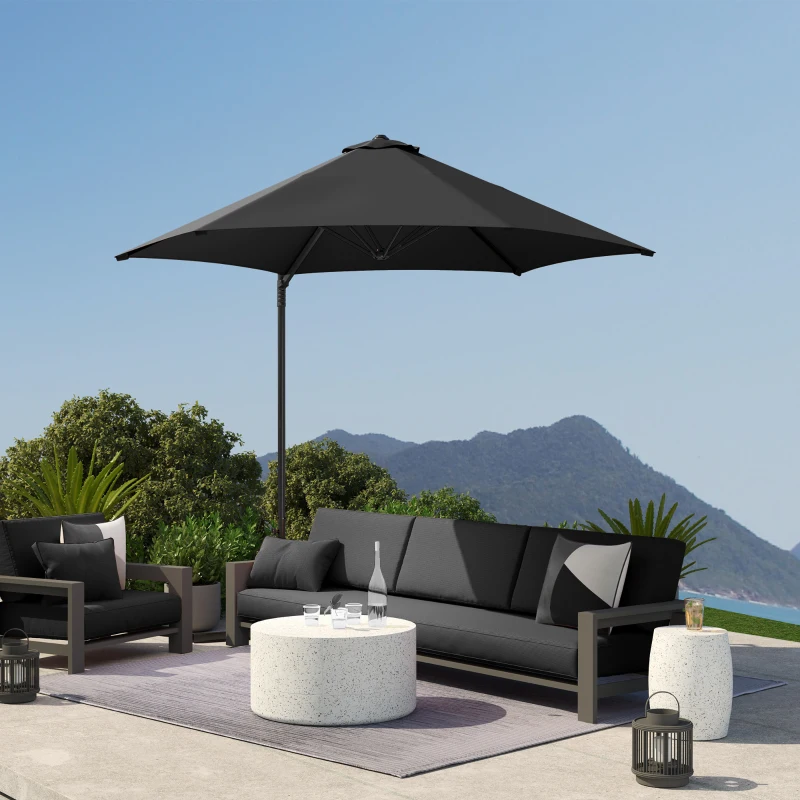 Outsunny 8.5FT Offset Patio Umbrella 360° Rotation Cantilever Parasol Outdoor Cantilever Roma Parasol Φ100.8" x 96.5"H Black