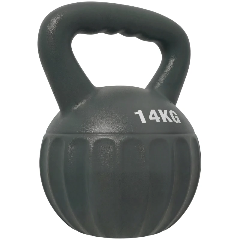 Soozier Kettlebell, 31 lbs Kettle Bell with Non-Slip Handle for Home Gym, Weight Lifting and Strength Training, Grey