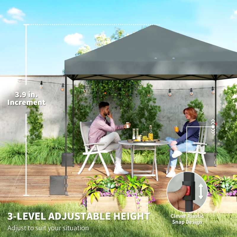 Outsunny 10 x 10 ft Pop Up Canopy Tent with One Push Setup, Outdoor Portable Instant Canopy Shelter w/ Roller Bag, Dark Gray