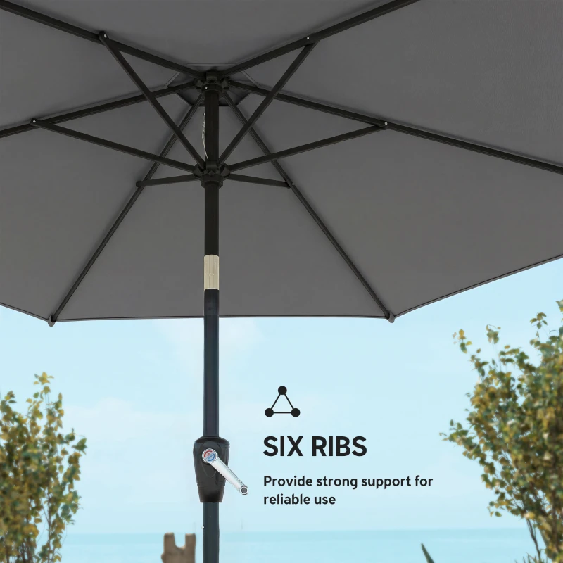 Outsunny 9FT Patio Umbrella, Outdoor Table Patio Umbrellith Tilt, Crank, 6 Ribs, UV Protection for Garden, Lawn, Deck, Backyard