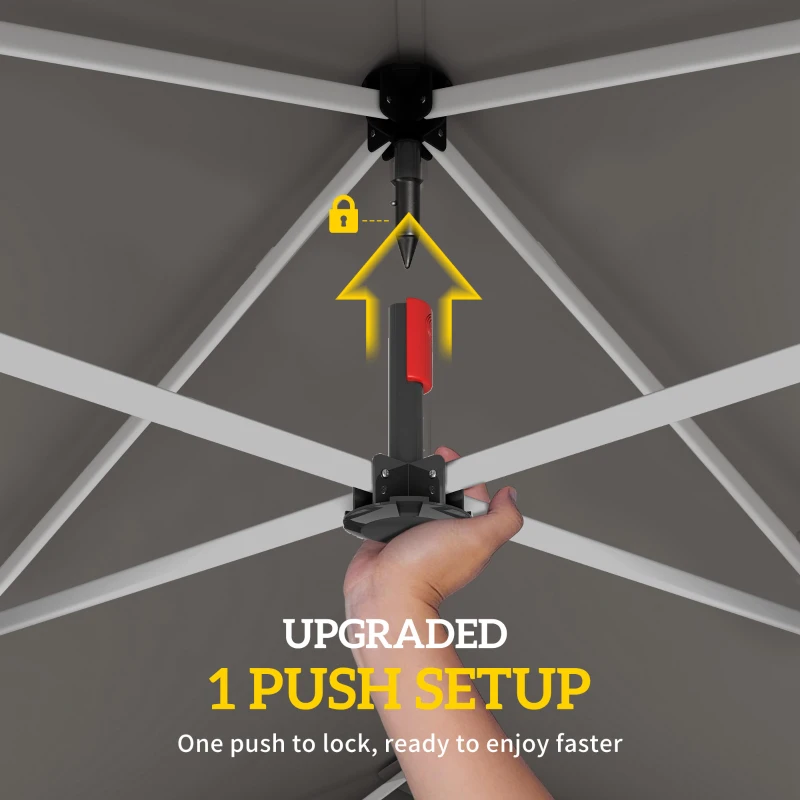 Outsunny 8 x 8 ft Pop Up Canopy Tent with 1-Button Push Easy Setup, UPF 50+ A-Frame Outdoor Instant Canopy, Beige