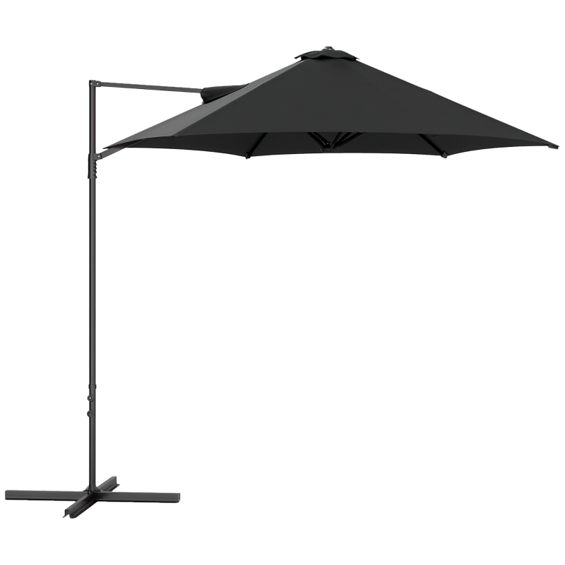 Outsunny 8.5FT Offset Patio Umbrella 360° Rotation Cantilever Parasol Outdoor Cantilever Roma Parasol Φ100.8" x 96.5"H Black