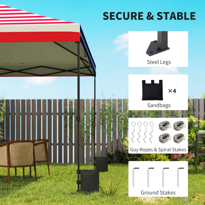 Outsunny 10 x 10 ft Pop Up Canopy Tent with One Push Setup, Outdoor Portable Instant Canopy Shelter w/ Roller Bag, American Flag