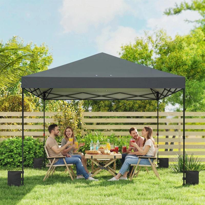 Outsunny 10 x 10 ft Pop Up Canopy Tent with One Push Setup, Outdoor Portable Instant Canopy Shelter w/ Roller Bag, Dark Gray