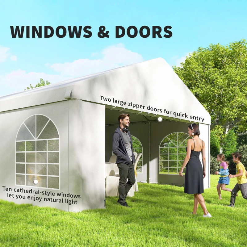 Outsunny 16'x32' Heavy Duty Large Party Tent & Carport with Removable Sidewalls, Portable Garage Canopy Tent, White