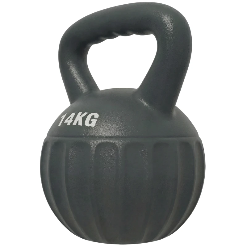 Soozier Kettlebell, 31 lbs Kettle Bell with Non-Slip Handle for Home Gym, Weight Lifting and Strength Training, Grey