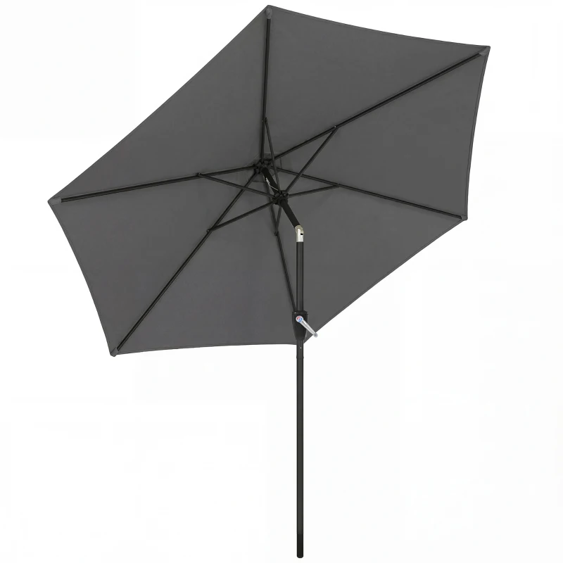 Outsunny 9FT Patio Umbrella, Outdoor Table Patio Umbrellith Tilt, Crank, 6 Ribs, UV Protection for Garden, Lawn, Deck, Backyard