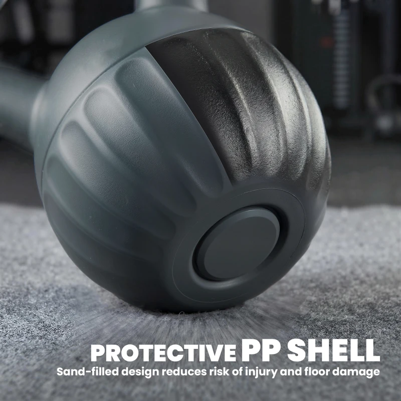 Soozier Kettlebell, 31 lbs Kettle Bell with Non-Slip Handle for Home Gym, Weight Lifting and Strength Training, Grey