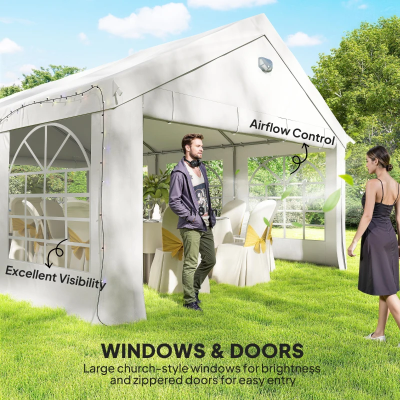 Outsunny 20' x 13' Party Tent, Heavy Duty Gazebo Canopy with Windows, Outdoor Party Wedding Tent with 4 Removable Sidewalls White