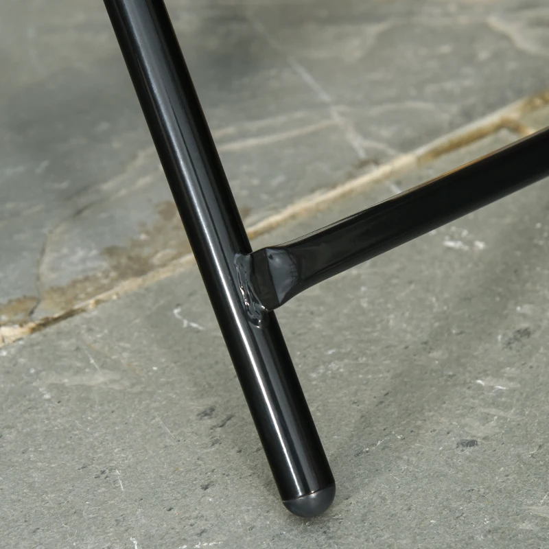 Outsunny Φ18" Round Patio Table, Folding Coffee Table with Tempered Glass Tabletop for Patio, Balcony, Backyard