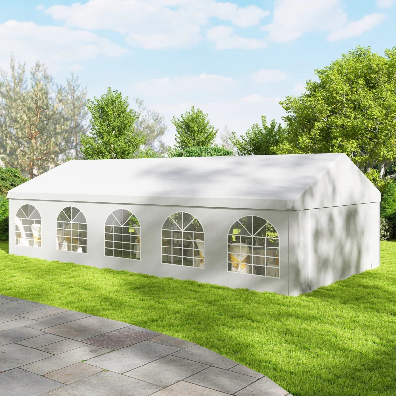 Outsunny 16'x32' Heavy Duty Large Party Tent & Carport with Removable Sidewalls, Portable Garage Canopy Tent, White