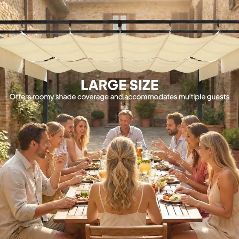 Outsunny 19' x 10' Pergola with Retractable Canopy, Patio Pergola with Sun Shade Shelter, UV50+, for Patio, Garden, Cream