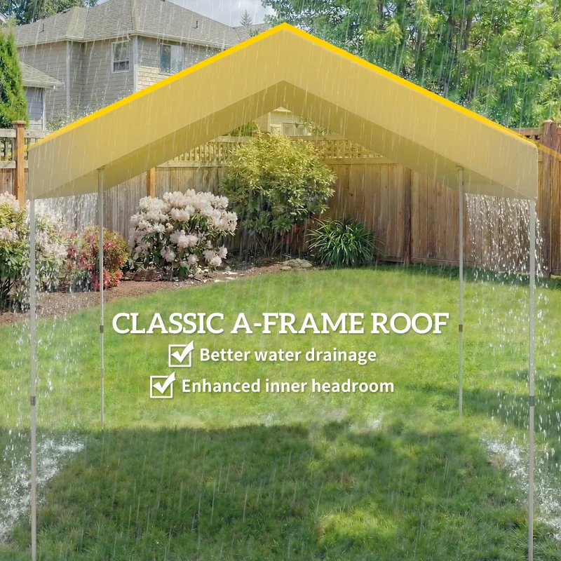 Outsunny 8 x 8 ft Pop Up Canopy Tent with 1-Button Push Easy Setup, UPF 50+ A-Frame Outdoor Instant Canopy, Beige