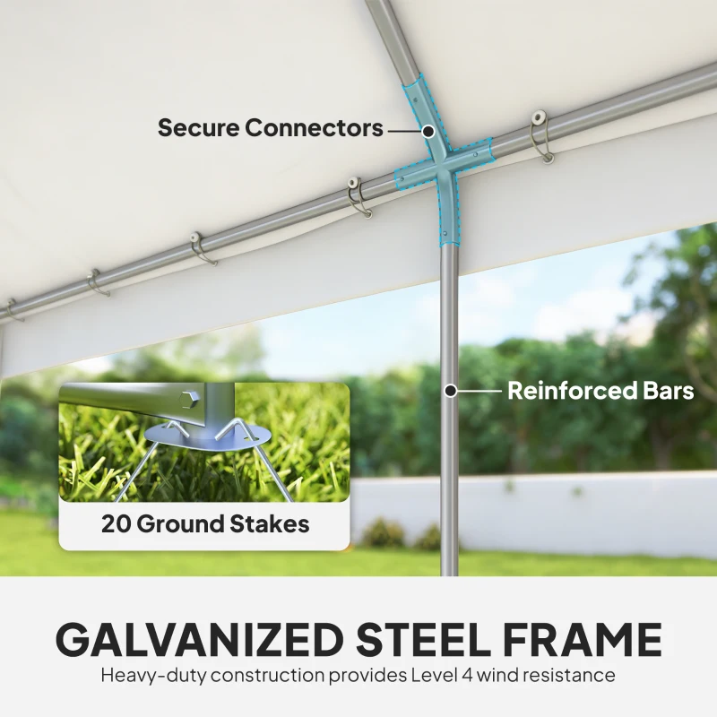 Outsunny 20' x 13' Party Tent, Heavy Duty Gazebo Canopy with Windows, Outdoor Party Wedding Tent with 4 Removable Sidewalls White