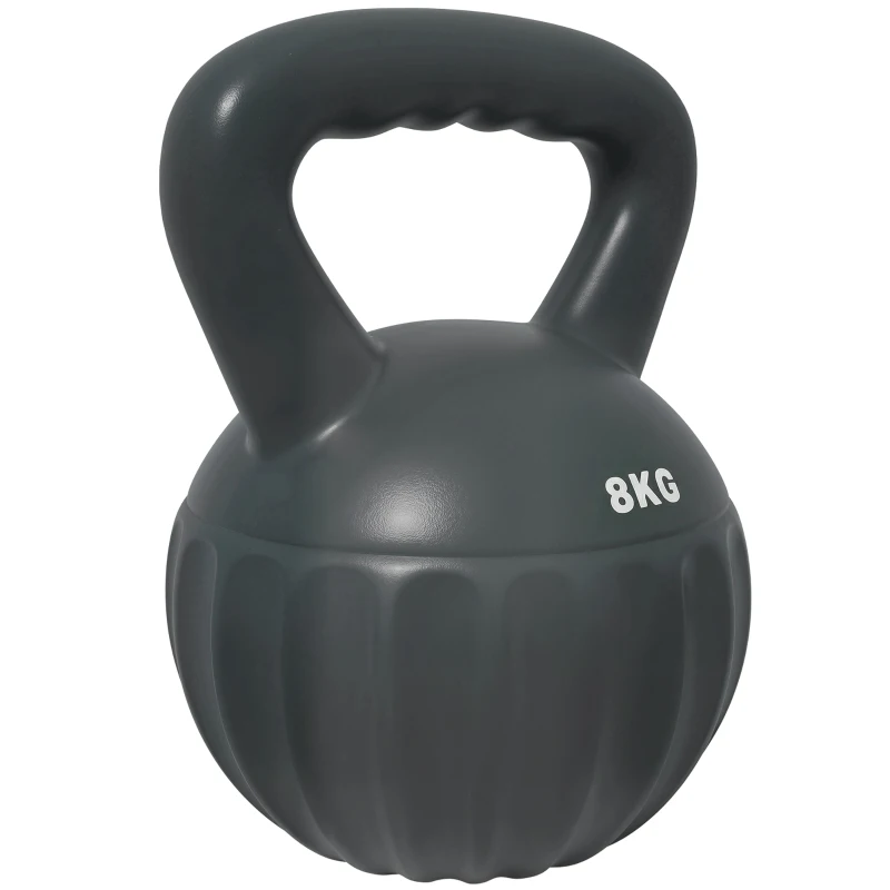 Soozier Kettlebell, 18 lbs Kettle Bell with Non-Slip Handle for Home Gym, Weight Lifting and Strength Training, Grey