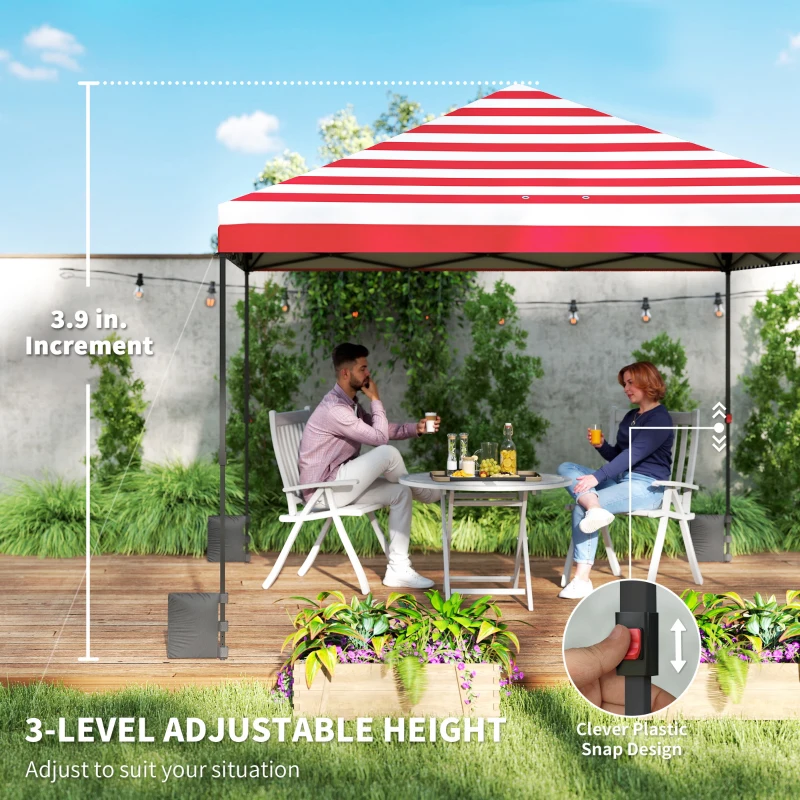 Outsunny 10 x 10 ft Pop Up Canopy Tent with One Push Setup, Outdoor Portable Instant Canopy Shelter w/ Roller Bag, American Flag