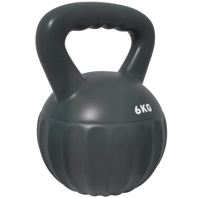 Soozier Kettlebell, 13 lbs Kettle Bell with Non-Slip Handle for Home Gym, Weight Lifting and Strength Training, Grey