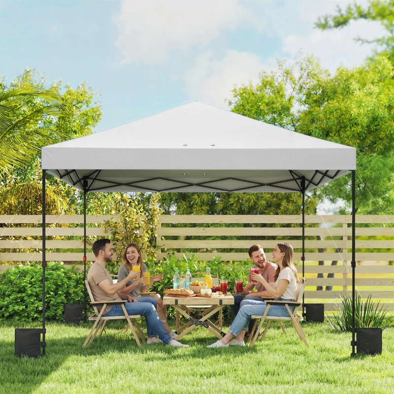 Outsunny 10 x 10 ft Pop Up Canopy Tent with One Push Setup, Outdoor Portable Instant Canopy Shelter w/ Roller Bag, White
