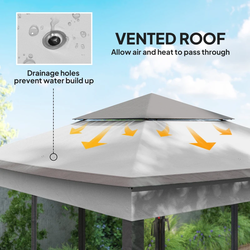 Outsunny 11' x 11' Pop Up Canopy 2-Tier Soft Top Shelter Event Tent w/ Netting Carry Bag for Patio Backyard Garden, Mixed Grey