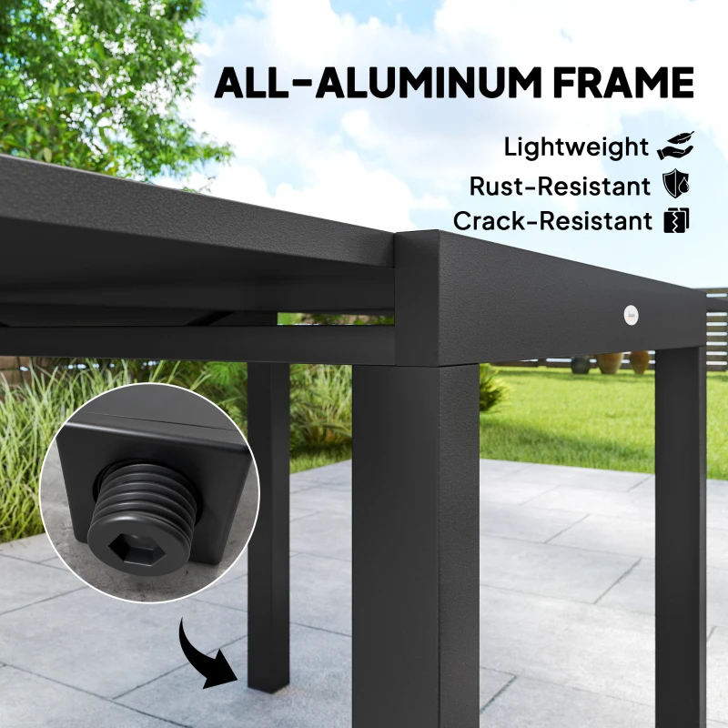 Outsunny 7 Pieces Outdoor Dining Set, Aluminum Patio Table and Chairs Set for 6 with Extendable Tabletop and Stackable Chairs