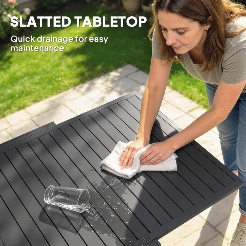 Outsunny 7 Pieces Outdoor Dining Set, Aluminum Patio Table and Chairs Set for 6 with Extendable Tabletop and Stackable Chairs