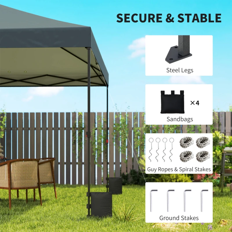 Outsunny 10 x 10 ft Pop Up Canopy Tent with One Push Setup, Outdoor Portable Instant Canopy Shelter w/ Roller Bag, Dark Gray