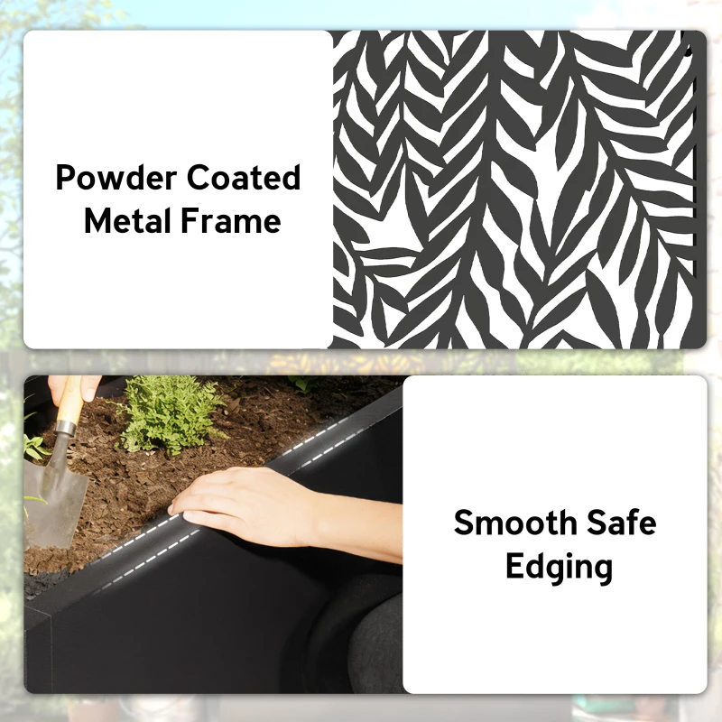 Outsunny Metal Planter Box with Trellis, 44.5" Raised Garden Bed with Trellis Privacy Screen for Climbing Plants