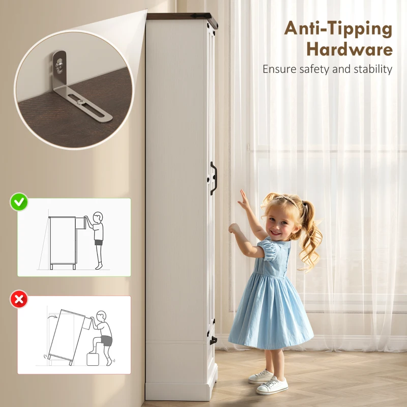 HOMCOM 71" Pantry Cabinet, Kitchen Storage Cabinet with Adjustable Shelves, Barn Doors and Drawer for Dining Room, White