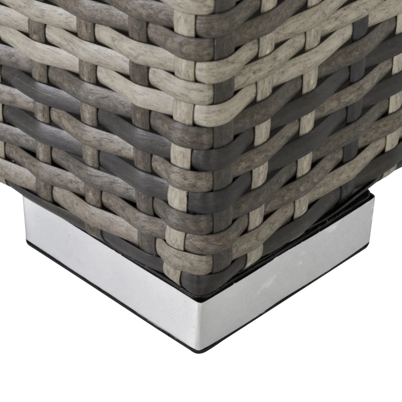 Outsunny Rattan Garden Coffee Table, 25.6" Square Garden Rattan Table with Tempered Glass Top, Deep Grey