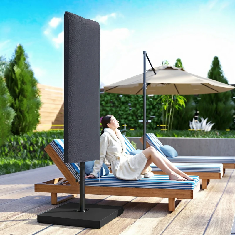 Outsunny Garden Parasol Cover, Outdoor Patio Umbrella Cover with Zipper, Dark Grey