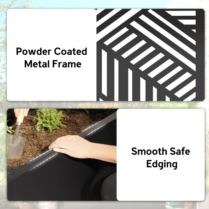 Outsunny Metal Planter Box with Trellis, 44.5" Raised Garden Bed with Trellis Privacy Screen for Climbing Plants