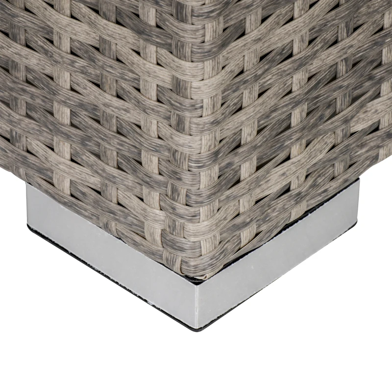 Outsunny Rattan Garden Coffee Table, 25.6" Square Garden Rattan Table with Tempered Glass Top, Grey